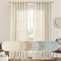 Lamit Natural Linen Curtains 108 Inch For Living Room Back Tab And Rod Pocket Linen Textured Sheer Curtains Light Filtering Cur