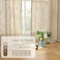 Lamit Natural Linen Curtains 108 Inch For Living Room Back Tab And Rod Pocket Linen Textured Sheer Curtains Light Filtering Cur