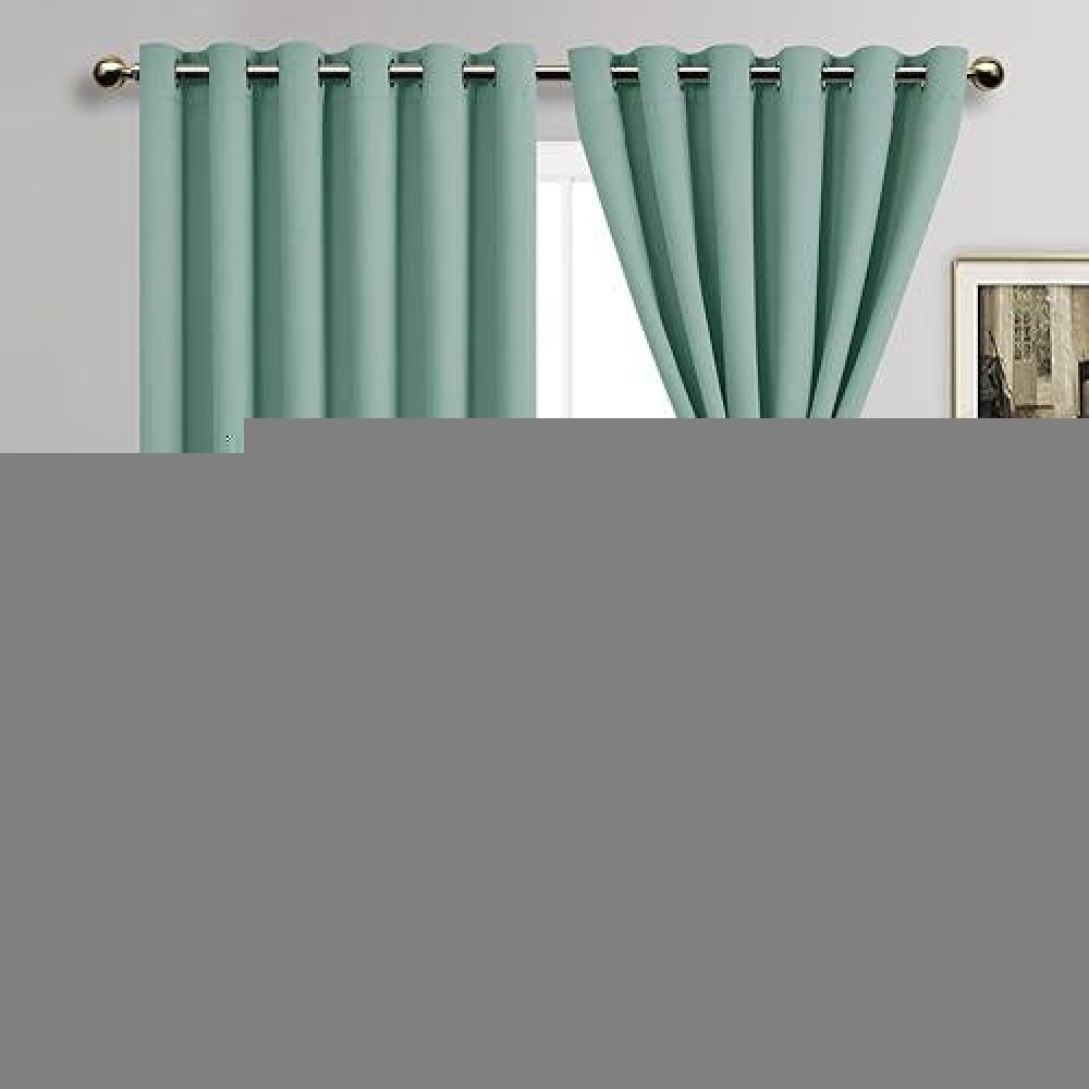 Jiuzhen Light Sage Blackout Curtains With Tiebacks Thermal Insulated Light Blocking And Noise Reducing Grommet Curtains For And