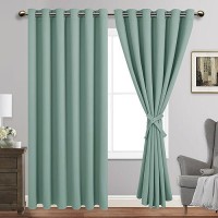 Jiuzhen Light Sage Blackout Curtains With Tiebacks Thermal Insulated Light Blocking And Noise Reducing Grommet Curtains For And