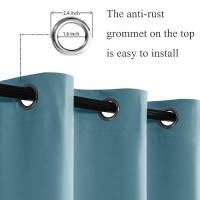 Jiuzhen Stone Blue Blackout Curtains With Tiebacks Thermal Insulated Light Blocking And Noise Reducing Grommet Curtains For And