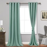 Jiuzhen Light Sage Blackout Curtains With Tiebacks Thermal Insulated Light Blocking And Noise Reducing Grommet Curtains For And