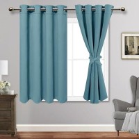 Jiuzhen Stone Blue Blackout Curtains With Tiebacks Thermal Insulated Light Blocking And Noise Reducing Grommet Curtains For And