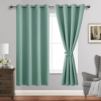 Jiuzhen Light Sage Blackout Curtains With Tiebacks Thermal Insulated Light Blocking And Noise Reducing Grommet Curtains For And