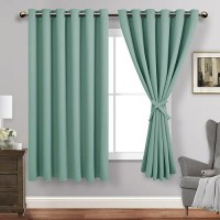 Jiuzhen Light Sage Blackout Curtains With Tiebacks Thermal Insulated Light Blocking And Noise Reducing Grommet Curtains For And