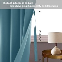 Jiuzhen Stone Blue Blackout Curtains With Tiebacks Thermal Insulated Light Blocking And Noise Reducing Grommet Curtains For And