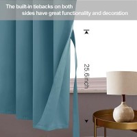 Jiuzhen Stone Blue Blackout Curtains With Tiebacks Thermal Insulated Light Blocking And Noise Reducing Grommet Curtains For And