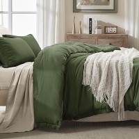 Andency Olive Green Comforter Set Twin Size  2 Pieces Boho Tassel Lightweight Bedding Comforter Sets  All Season Soft Fluffy Fringe Bed Set (66X90In Comforter & 1 Pillowcase)