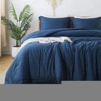 Andency Navy Blue Comforter Set Twin Size  2 Pieces Boho Tassel Lightweight Bedding Comforter Sets  All Season Soft Fluffy Fringe Bed Set (66X90In Comforter & 1 Pillowcase)