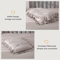 Andency California King Comforter Set Wheat 104X96Inch 3 Pieces Cal King Ruffle Comforter Oversized Farmhouse Shabby Chic Be