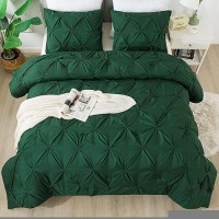 Andency California King Comforter Set Dark Green 104X96Inch Pinch Pleat Cal King Comforter Set 3 Pieces Oversized King Pintu