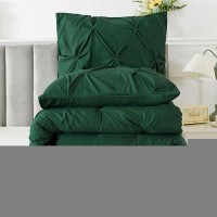 Andency California King Comforter Set Dark Green 104X96Inch Pinch Pleat Cal King Comforter Set 3 Pieces Oversized King Pintu