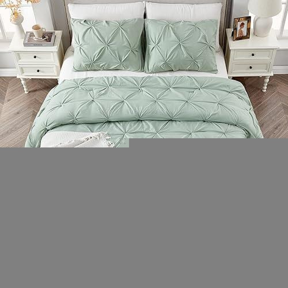 Andency California King Comforter Set Sage Green 104X96Inch Pinch Pleat Cal King Comforter Set 3 Pieces Oversized King Pintu