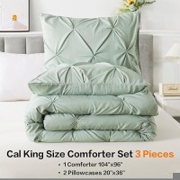 Andency California King Comforter Set Sage Green 104X96Inch Pinch Pleat Cal King Comforter Set 3 Pieces Oversized King Pintu