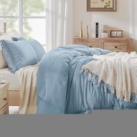 Andency Grayish Blue Comforter Set Twin Size  2 Pieces Boho Tassel Lightweight Bedding Comforter Sets  All Season Soft Fluffy Fringe Bed Set (66X90In Comforter & 1 Pillowcase)