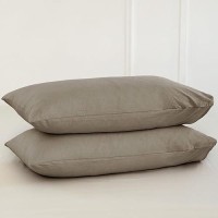 Moomee Bedding Pillowcases Pack Of 2 100 Washed Cotton Linen Like Textured Breathable Durable Soft Comfy Mocha Brown King