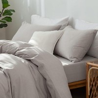 Moomee Bedding Pillowcases Pack Of 2 100 Washed Cotton Linen Like Textured Breathable Durable Soft Comfy Natural Linen Queen