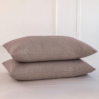 Moomee Bedding Pillowcases Pack Of 2 100 Washed Cotton Linen Like Textured Breathable Durable Soft Comfy Mauve Brown Standard