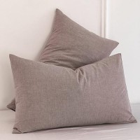 Moomee Bedding Pillowcases Pack Of 2 100 Washed Cotton Linen Like Textured Breathable Durable Soft Comfy Mauve Brown Standard