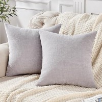 Gawamay Decorative Square Throw Pillow Covers 18X18 Inch Set Of 2 Super Soft Chenille Pillows Farmhouse Fall Pillowcase For Liv