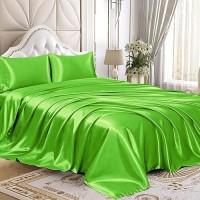 Homiest 3Pcs Satin Sheets Set Luxury Silky Satin Bedding Set With Deep Pocket 1 Fitted Sheet 1 Flat Sheet 1 Pillowcases Tw