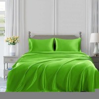 Homiest 4Pcs Satin Sheets Set Luxury Silky Satin Bedding Set With Deep Pocket 1 Fitted Sheet 1 Flat Sheet 2 Pillowcases Ki