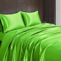 Homiest 4Pcs Satin Sheets Set Luxury Silky Satin Bedding Set With Deep Pocket 1 Fitted Sheet 1 Flat Sheet 2 Pillowcases Ki