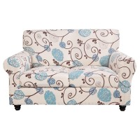 Searchi Stretch Sofa Cover Printed Couch Cover Floral Pattern 3 Pieces Loveseat Slipcover With 2 Separate Cushion Cover Washab