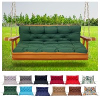 Bench Cushions Swing Cushions Replacement Seat Pad, 2-3 Seat And Back Non-Slip Waterproof 4'' Thick Outdoor Furniture Porch Swing Cushions, With Ties For Garden Patio (Color : Green, Size : Large)