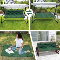 Bench Cushions Swing Cushions Replacement Seat Pad, 2-3 Seat And Back Non-Slip Waterproof 4'' Thick Outdoor Furniture Porch Swing Cushions, With Ties For Garden Patio (Color : Green, Size : Large)