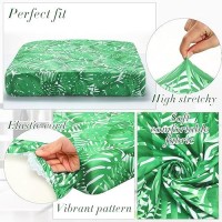 Newwiee 8Pcs Patio Stretch Sofa Cushion Cover Outdoor Cushion Cover Replacement Patio Furniture Cushions Couch Slipcovers Chair Seat Cover Soft Flexibility Protector(Green  Monstera)