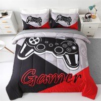 Kakki 4 Piece Boys Twin Gamer Comforter Set With Sheets 3D Colorful Video Game Controller Comforter For Kids Teen All Season S