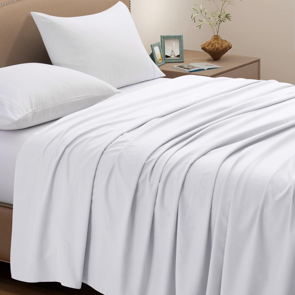 Vacvelt 2 Pack White Flat Sheets Full Flat Sheet Only Brushed Microfiber Top Sheets 1800 Thread Count Bedding Flat Sheets For F