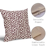 Burgundy Cream Pillow Covers 16X16 Set Of 2 Boho Design Polka Dot Throw Pillows Modern Brush Strokes Print Decorative Outdoor Pi