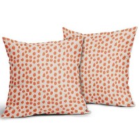 Orange Cream Pillow Covers 18X18 Set Of 2 Boho Design Polka Dot Throw Pillows Modern Brush Strokes Print Decorative Outdoor Pill