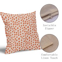 Orange Cream Pillow Covers 18X18 Set Of 2 Boho Design Polka Dot Throw Pillows Modern Brush Strokes Print Decorative Outdoor Pill