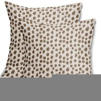 Brown Cream Pillow Covers 20X20 Set Of 2 Boho Design Polka Dot Throw Pillows Modern Brush Strokes Print Decorative Outdoor Pillo