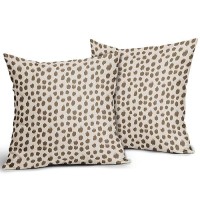 Brown Cream Pillow Covers 20X20 Set Of 2 Boho Design Polka Dot Throw Pillows Modern Brush Strokes Print Decorative Outdoor Pillo