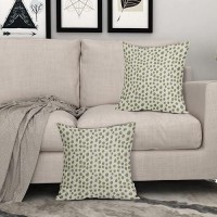 Sage Green Cream Pillow Covers 20X20 Set Of 2 Boho Design Polka Dot Throw Pillows Modern Brush Strokes Print Decorative Outdoor