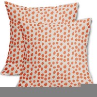 Orange Cream Pillow Covers 16X16 Set Of 2 Boho Design Polka Dot Throw Pillows Modern Brush Strokes Print Decorative Outdoor Pill