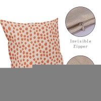 Orange Cream Pillow Covers 16X16 Set Of 2 Boho Design Polka Dot Throw Pillows Modern Brush Strokes Print Decorative Outdoor Pill