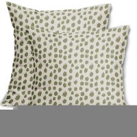 Sage Green Cream Pillow Covers 16X16 Set Of 2 Boho Design Polka Dot Throw Pillows Modern Brush Strokes Print Decorative Outdoor