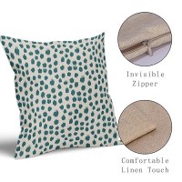 Teal Cream Pillow Covers 16X16 Set Of 2 Boho Design Polka Dot Throw Pillows Modern Brush Strokes Print Decorative Outdoor Pillow