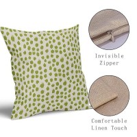 Lime Green Cream Pillow Covers 18X18 Set Of 2 Boho Design Polka Dot Throw Pillows Modern Brush Strokes Print Decorative Outdoor