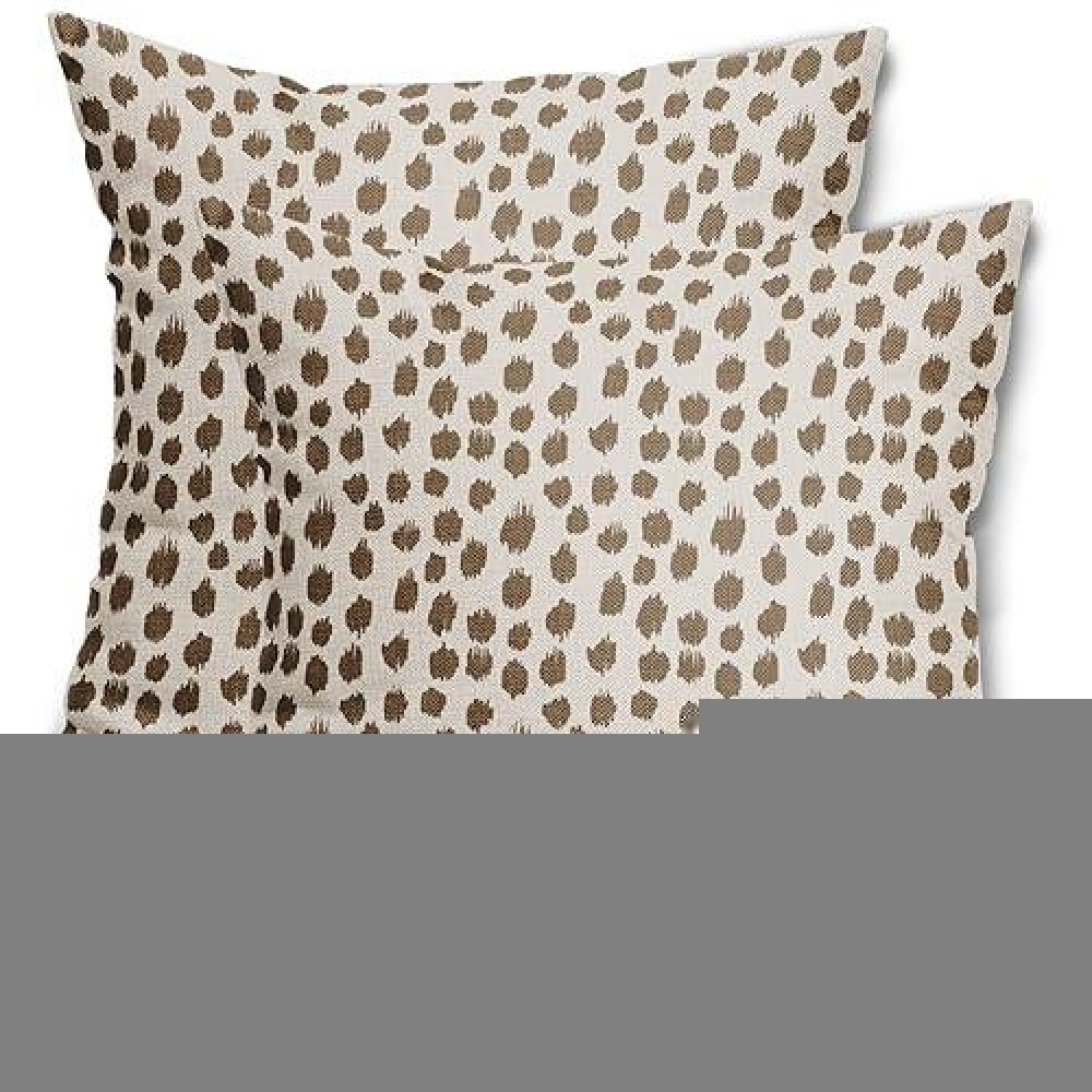 Brown Cream Pillow Covers 18X18 Set Of 2 Boho Design Polka Dot Throw Pillows Modern Brush Strokes Print Decorative Outdoor Pillo