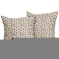 Brown Cream Pillow Covers 18X18 Set Of 2 Boho Design Polka Dot Throw Pillows Modern Brush Strokes Print Decorative Outdoor Pillo