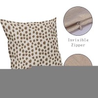 Brown Cream Pillow Covers 18X18 Set Of 2 Boho Design Polka Dot Throw Pillows Modern Brush Strokes Print Decorative Outdoor Pillo