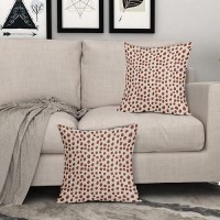 Burnt Orange Cream Pillow Covers 18X18 Set Of 2 Boho Design Polka Dot Throw Pillows Modern Brush Strokes Print Decorative Outdoo