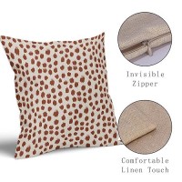 Burnt Orange Cream Pillow Covers 18X18 Set Of 2 Boho Design Polka Dot Throw Pillows Modern Brush Strokes Print Decorative Outdoo