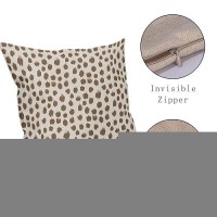 Brown Cream Pillow Covers 16X16 Set Of 2 Boho Design Polka Dot Throw Pillows Modern Brush Strokes Print Decorative Outdoor Pillo